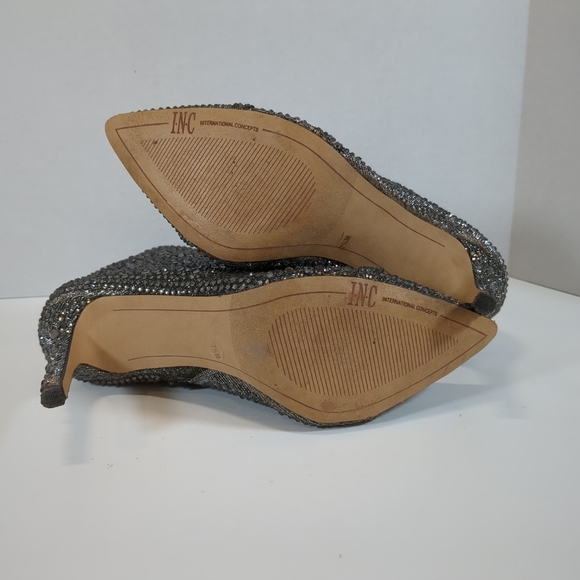 INC Ignacio womens pointed toe side zip rhinestone dark pewter boots size 7-1/2M - Picture 12 of 16